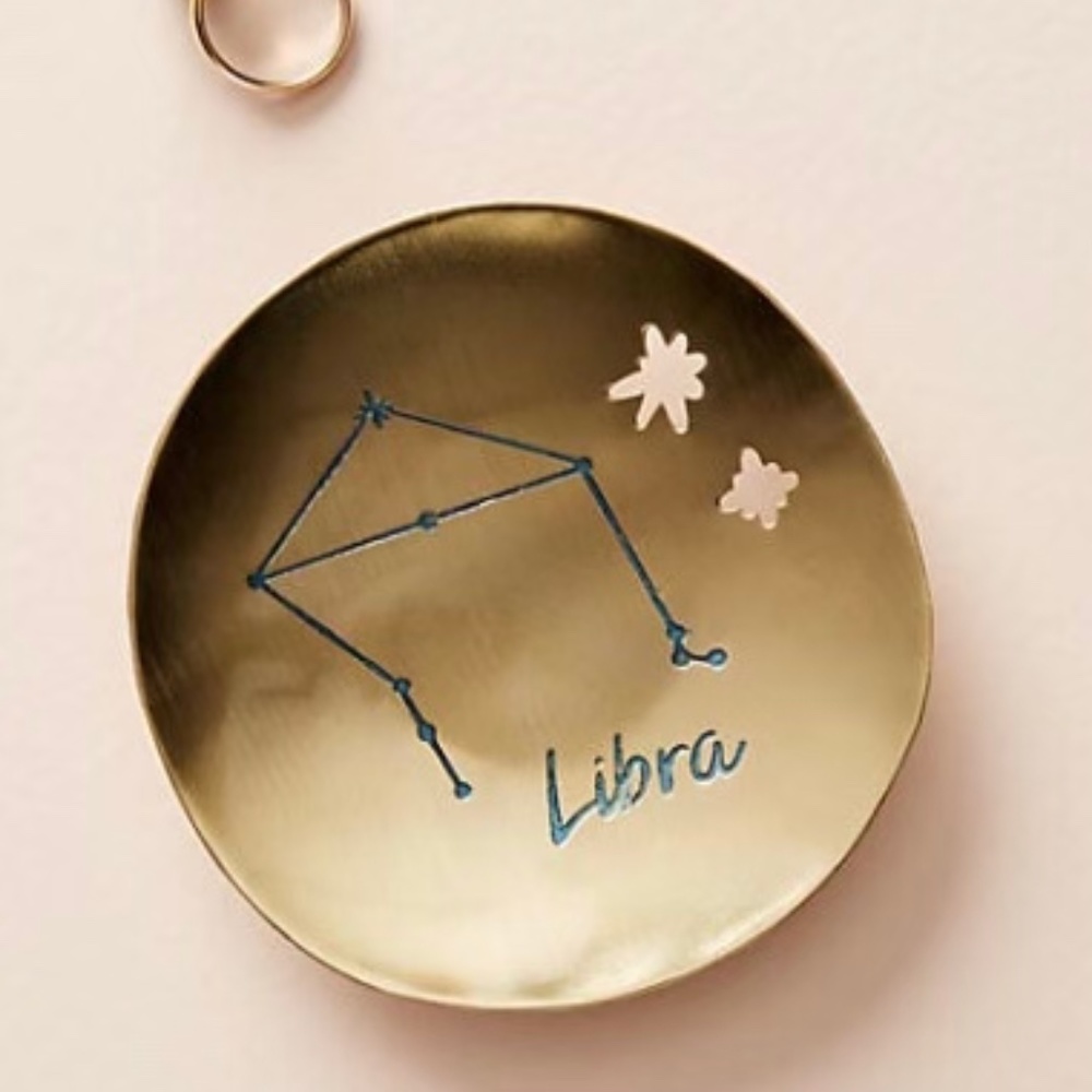 Anthropologie Libra Zodiac Sign Gold Metallic Steel Trinket Dish Brand New